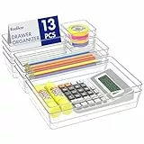 Radikor Schubladeneinsatz Schubladen Organizer -13 Stück Schminktisch Organizer in 4 Größen, Drawer Organizer, Make Up Organizer, Schubladen Ordnungssystem für Schreibtisch, Büro, Küchen, Bad