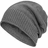 Compagno gefütterte Wintermütze für Herren und Damen Mütze Beanie Haube Einheitsgröße Strickmütze, Farbe:Grau