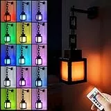 HOVCEH Pixelated Lantern Nachtlicht, LED Nachtlicht Dimmbar, WallNachtlicht USB Aufladbar mit 16 Farbe, Wandlampe Akku mit Fernbedienung, Nachttischlampe Kinder 3D, Wandleuchte Innen für Schlafzimmer