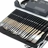 ARTIFY 25-teiliges Premium Pinselset Acrylfarben, Flache Filbert Rund Fächer Liner Eckpinsel mit Canvastasche und Malspachtel für Acryl-Öl-Aquarell-Gouache-Körperbemalung