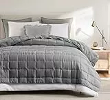 R.SHARE Tagesdecke 300x270 Grau, Weich Bettüberwurf Steppdecke aus Mikrofaser für Bett Sofa Couch (ohne Kissenbezug), Kariert Kuscheldecke Wohndecke Sofaüberwurfdecke Oeko-TEX Frühling Sommer