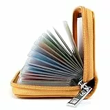 AirZyx Kreditkartenetui Damen Herren Leder RFID Schutz Reißverschluss (Gelb)