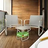 Blumtal Gartenmöbel Set 3er - Balkonmöbel Set für 2 Personen - 2 x Sessel + 1 x Tisch - Stahl Garten Möbel - Balkon Lounge Gartenmöbel - belastbare Gartenlounge - wetterbeständige Terrassenmöbel Grau