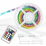 Briloner Leuchten - Digitales LED Band 5 m, inklusive Fernbedienung, LED Strip selbstklebend, 150 x RGB, Streifen dimmbar, 24 Watt, Länge: 5 m, Weiß