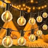 Lichterkette Außen Strom - LED Outdoor Lichterkette Glühbirnen Außen Innen Strom mit Stecker, 32,44M 106Ft 48+2 Warmweiße IP54 G40 Glühbirnen Plastik für Balkon Party Camping Garten Hochzeit Terrasse