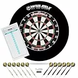 WIN.MAX Dartscheibe Kork Dartscheibe mit Pfeilen Offizielles Steeldartscheibe Dartscheibe Steeldart Dartscheibe Set 12 Dartpfeile Metallspitze,24 Flights (Dartscheibe mit Schutzring)