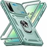 Giyer Panzerhülle für Samsung Galaxy A56 5G Hülle mit Schutzfolie, Handyhülle A56 5G Case mit Kameraschutz 360° Metall Ring Ständer, Stoßfest Schutzhülle für Samsung A56 5G Cover Tasche (Mintgrün)