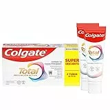 Colgate Total Aktive Zahnpasta, 2 x 75 ml, bekämpft die Hauptursachen von Mundgesundheitsproblemen, 24 Stunden antibakterieller Schutz, klinisch getestet
