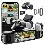 BOTSLAB 4 Kanal Dashcam Auto Vorne Hinten Innen mit Hardwire-Kit(Typ-C), Parküberwachung, 4 Channel 3K+3 * 1080P, Autokamera mit 128GB SD Karte, GPS 5GHz WiFi,3.18' IPS-Bildschirm,Super Nachtsicht,WDR