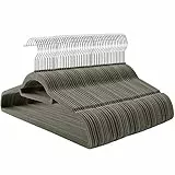 SONGMICS 50 Stück Kleiderbügel Samt, 0,6 cm dick, Anzugbügel Jackenbügel mit Rutschfester Oberfläche, mit Zwei Einkerbungen, 360°drehbarer Haken