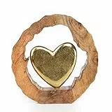 Logbuch-Verlag Deko Herz Gold zum Hinstellen aus Metall Holz Geschenk zum Jahrestag Valentinstag Geburtstag Hochzeit 29 cm