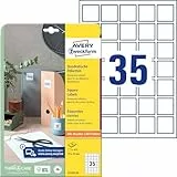 AVERY Zweckform L7120-25 Quadratische Etiketten (875 Klebeetiketten, 35x35mm auf A4, QR Code Aufkleber zum Bedrucken, selbstklebend, permanent haftende QR Code Etiketten) 25 Blatt, weiß