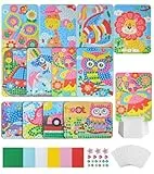 12 Stück Mosaik Bastelset für Kinder, Klebebilder Basteln Frühling DIY Mosaike Aufkleber, Sticky Mosaics, Kunst Kindergeburtstag, Party Beschäftigung Geschenke für Mädchen Jungen ab 3 4 5 6 7 8 Jahre