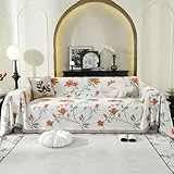jianyana Couch üBerwurf, 180 * 260cm Orange Kapok SofaüBerwurf mit Fransen Sofa Doppelseitig Kuscheldecke füR SofagroßE Tagesdecken füR Bett