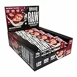 Warrior Raw Proteinriegel 12 x 75 g – Ballaststoffreicher Haferriegel mit Protein, High Protein Snack ohne Zucker, Natürlicher Haferflocken Riegel mit Präbiotika – Red Velvet Brownie