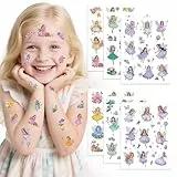 Tattoo Kinder,6 Blatt Blumenfee Tattoos für Kinder,Großformatig Temporäre Tattoos für Mädchen & Jungen,Hautfreundliche & Wasserfeste Kindertattoos – Mitgebsel für Kindergeburtstag & Partygeschenke
