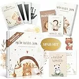 EULENTALER® 'Mein erstes Jahr' Spar-Bundle I Boho I Von Pädagogen gestaltet I 1x Babytagebuch, 1x Meilensteinkarten-Set, 1x Abdruckset Baby I Mein Babyalbum, Geschenkidee zur Geburt