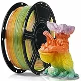 FLASHFORGE Transluzent Glitzer-PLA Kristall Summer Reverie, Glänzendes, Funkelndes 3D-Drucker-Filament mit Farbverlauf, Schneller Farbwechsel Zwischen Grün Gelb Orange Lila, Einstellbare Transparenz