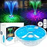 DeeprBling Schwimmender Springbrunnen Pool mit Lichtshow, Wiederaufladbare Wasserfontäne Pool mit Anker, 2 Sprühmodi & 7 Lichtmodi mit Fernbedienung & Knöpfen, Pool Fontäne Springbrunnen Schwimmend