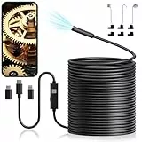 Endoskopkamera mit Licht, 1080P HD Endoskop-Kamera Handy mit Licht Wasserdichtes Ip67 Kein WLAN Erforderlich Inspektionskamera Kanal-kamera Handy mit 8 LED Licht für Android & iOS, Tablet (16.4 ft/5m)