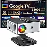 Beamer【1500 ANSI & Google TV】 HORLAT Beamer 4K Heimkino, Full HD 1080P WiFi6 Bluetooth, Autofokus/Trapezkorrektur,Sprachsteuerung,HDR10, Projektor Mit 360° Drehbarem Ständer