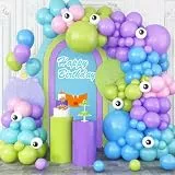 Monster Party Luftballons Girlande, Monster Luftballons mit Grün Lila Rosa Teal Blau Latex Luftballons, Niedliches und Farbenfrohes Partyzubehör Luftballons für Jungs Mädchen Kinder Geburtstag Deko