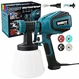 GLORITY Farbsprüher, 700W HVLP Spritzpistole mit Reinigungs- & Blasfugen, 4 Düsen und 3 Mustern, leicht zu reinigen, für Möbel, Schränke, Zaun, Wände, Tür, Gartenstühle usw. PS80A