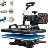 VEVOR Transferpresse 38 x 38 cm, Wärmepresse 220 V, Transferpresse 1200 W, Textilpresse 14 x 7,6 cm, Hemdenpresse Max. 250 °C, Sublimationspresse, Hobby T-Shirt Presse (5 in 1)