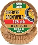 Backpapier für Heißluftfritteuse – 125 Stück, rund, 16 cm – für Ninja, Philips, Tefal und mehr – Einweg Airfryer Backpapier, zum Backen, Rösten, Kochen – Leichte Reinigung von Baker's Signature