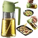 TrendPlain 16oz Ölsprüher für Speiseöl – 470ml Olivenöl Flasche – 2-in-1 Ölspender und Ölsprüher – Küchen Gadgets für Kochen, Salat und Grill (Grün)