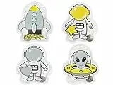 MC-Trend Handwärmer Set: 4 aufregendeTaschenwärmer mit herrlichen Raumfahrt/Astronauten Motiven – Immer wiederverwendbar für wohltuende Wärme unterwegs