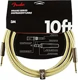 Fender Deluxe Series Instrumentenkabel, 3m Gitarrenkabel Gerade,Gerade, Tweed Design, 24K Vergoldete Stecker, Geflochtene Abschirmung, Hochwertig & Langlebig