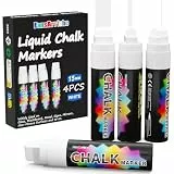 FansArriche Flüssigkreide Marker, weiß for Kreidestifte für Tafel Abwaschbar 15 mm, Liquid Chalk markers für Erwachsene, kreidestifte für fenster, Tafel, als Glasstift & Whiteboard - 4 Stück