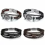Aroncent Herren Armband Spielkarten Lederarmband: 4 PCS Männer Magnetisch Wickelarmband Manschetten Armband für Damen und Herren