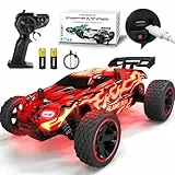 Tecnock Ferngesteuertes Auto, 1:18 Maßstab 2WD RC Car mit USB-C Schnellladung & 50 Min. Spielzeit, 2,4GHz All-Terrain RC Auto mit LED-Lichtern, Spielzeug Geschenk für 3–12 Jahren Jungen & Mädchen