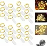 LED Lichterkette Batterie, 24 Stk 2M 20LED Micro Batterie-betrieben Kupfer Drahtlichterkette Warmweiß Weihnachtsbeleuchtung für Zimmer, Innen, Weihnachten, Außen, Party, Hochzeit, DIY(Warmweiß, 24er)