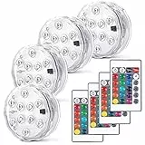 daphomeu Poolbeleuchtung Unterwasser Licht, LED Teichbeleuchtung mit fernbedienung, Multicolor RGB Pool Lichter, Deko Licht für Vase Basis Teich Hochzeit Halloween Christmas (4)