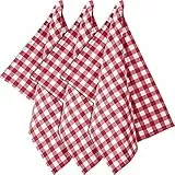 REDBEST Geschirrtuch, Küchentücher, Trockentuch karo rot 3er-Pack, 100% Baumwolle - mit Aufhängung, strapazierstark und saugstark - Größe 50x70 cm