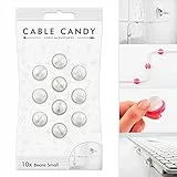CABLE CANDY – Mini Beans - 10 Stück Kabelhalter Kabel Organizer Kabelclips. Kabelführung Kabelmanagement Zubehör für Schreibtisch, Home Office, Büro und Auto. Selbstklebend. Für Kabel bis 4mm. Weiß