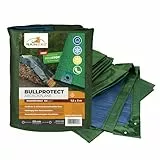 Rainexo Abdeckplane 1,5 x 3 m 150 g/m² Premium 3-Fach über Kreuz laminiert wasserdicht UV-beständig reißfest mit Metallösen Grün/Blau Holzabdeckplane Schutzplane für Garten Baustelle Camping