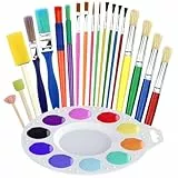 Halobios 20 Stück Malpinsel für Kinder, 19 bunten Malpinsels und 1 Malpalette, universelles Malpinsel-Wertpaket für Acrylfarben, Aquarellfarben und waschbare Farben