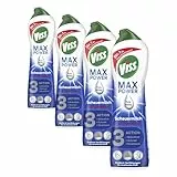 Viss Cleanboost Scheuermilch mit Aktivbleiche effektives Reinigungsmittel 100% kraftvoll gegen Fett und Schmutz mit 100% natürlichen Reinigungspartikeln 500 ml (Packung mit 4)
