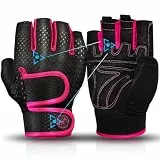 MOREOK Gewichtheber Handschuhe Workout Handschuhe -[3MM Gel] Fitness Handschuhe,Trainingshandschuhe Herren Damen für Krafttraining,Heben, Training, Rudern, Klimmzüge-Rosa-XS