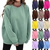 Generisch Pullover Damen Sweatshirt Briefe Drucken Langarm Rundhals Pulli Herbst Winter Frauen Locker Casual Oberteil Sport Streetwear Sweatshirts ohne Kapuze Bluse Tops Langarmshirt Sweatjacke S-XXL
