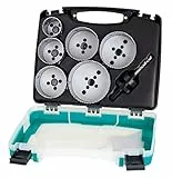 wolfcraft Bi-Metall-Lochsägeneinsatz-Set „Elektro“, 7-tlg. I 5423000 I Für Holz, Kunststoffe, Metalle und Trockenbaumaterialien, Ø 40-86 mm, Schnitttiefe 40 mm