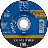 PFERD Schruppscheibe, 5 Stück | 125 x 7,2 x 22,23 mm, gekröpft, PSF STEEL | 69298071 für Stahl