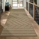 Biscpro Teppich Läufer 60x150cm Fußmatte Lang Waschbarer rutschfest Schmutzfangmatte Küchenteppich für Eingangsbereich Wohnzimmer,Flur,Büro,Schlafzimmer,Küchen-Light Taupe