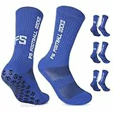 Gohanny Fußballsocken 3 Paar Rutschfeste Fußball Socken, Größen 39-46, Fussball Socken für Damen & Herren - Anti-Rutsch Grip Fußball Socken- Sportsocken Atmungsaktiv, Blau