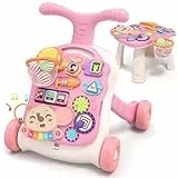QDRAGON Lauflernhilfe, Baby Lauflernwagen mit Regulierbarer Geschwindigkeit Baby Walker Gehhilfe mit Abnehmbarem Spielboard Gehspielzeug für Kinder von 6-36 Monaten