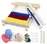 Weben für Kinder Set - DIY Holz Webrahmen 22 x 17cm mit Farbiger Wolle und Zubehör - Ideal für Anfänger